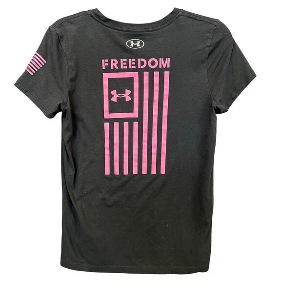 Under Armour Black + Pink Freedom Loose Fit Graphic Tee Medium - Picture 1 of 3